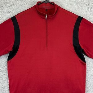 Nike Golf Pullover Sweatshirt Adult Medium Therma-Fit Red Black Quarter Zip Mens